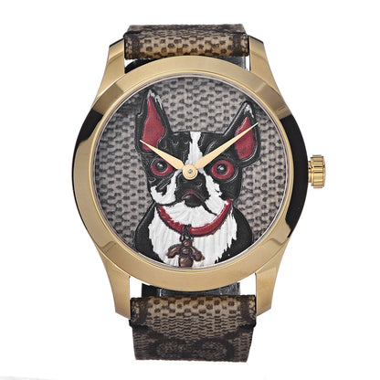 Gucci Stainless Steel Canvas 38mm G-Timeless GG Supreme Bosco Quartz Watch Brown 1 of 10