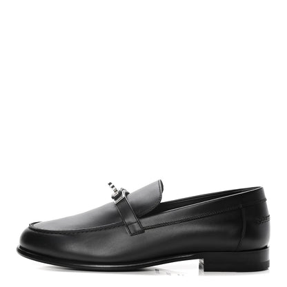 Hermes Calfskin Womens Destin Loafers 39.5 Black 1 of 10