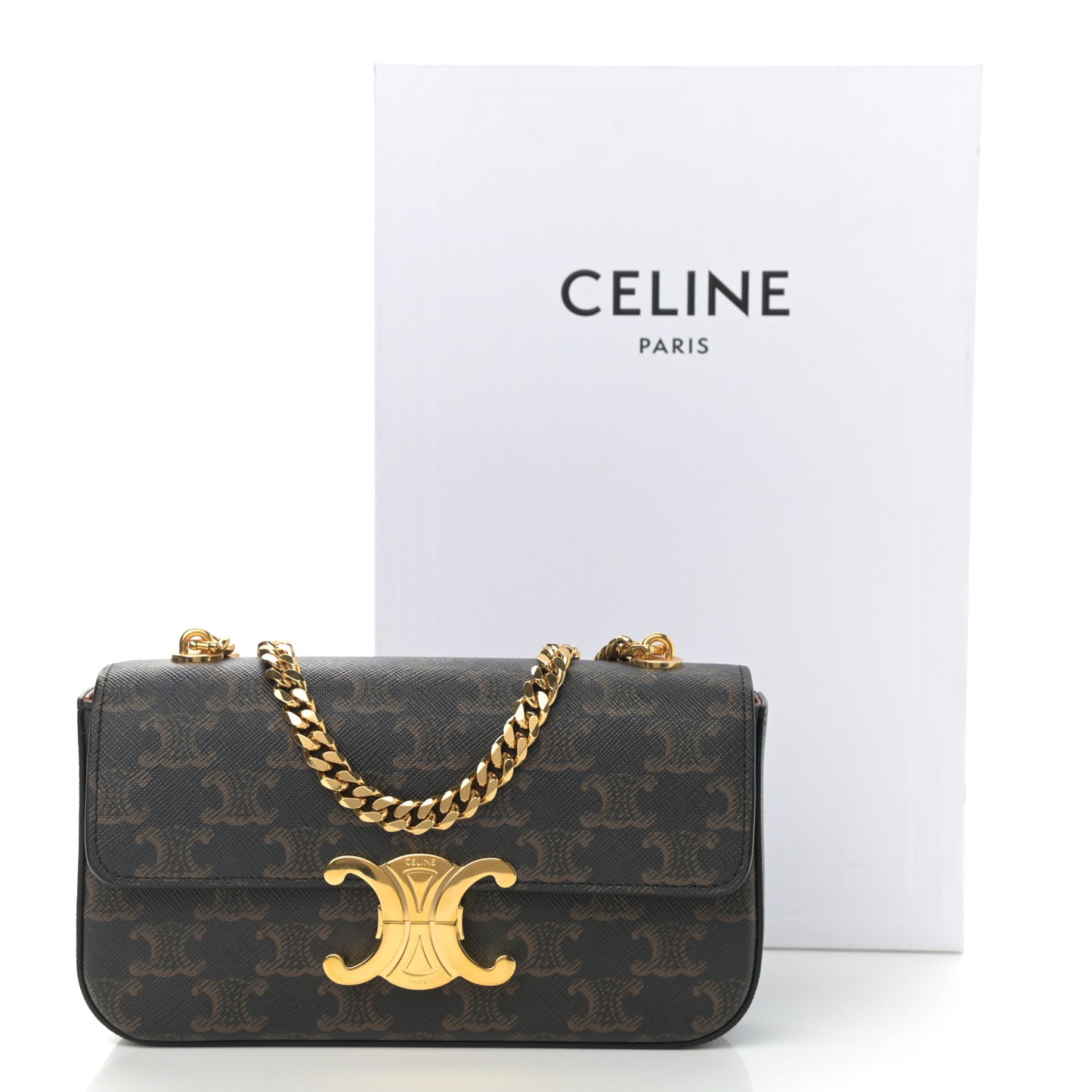 Triomphe Canvas Chain Shoulder Bag Tan