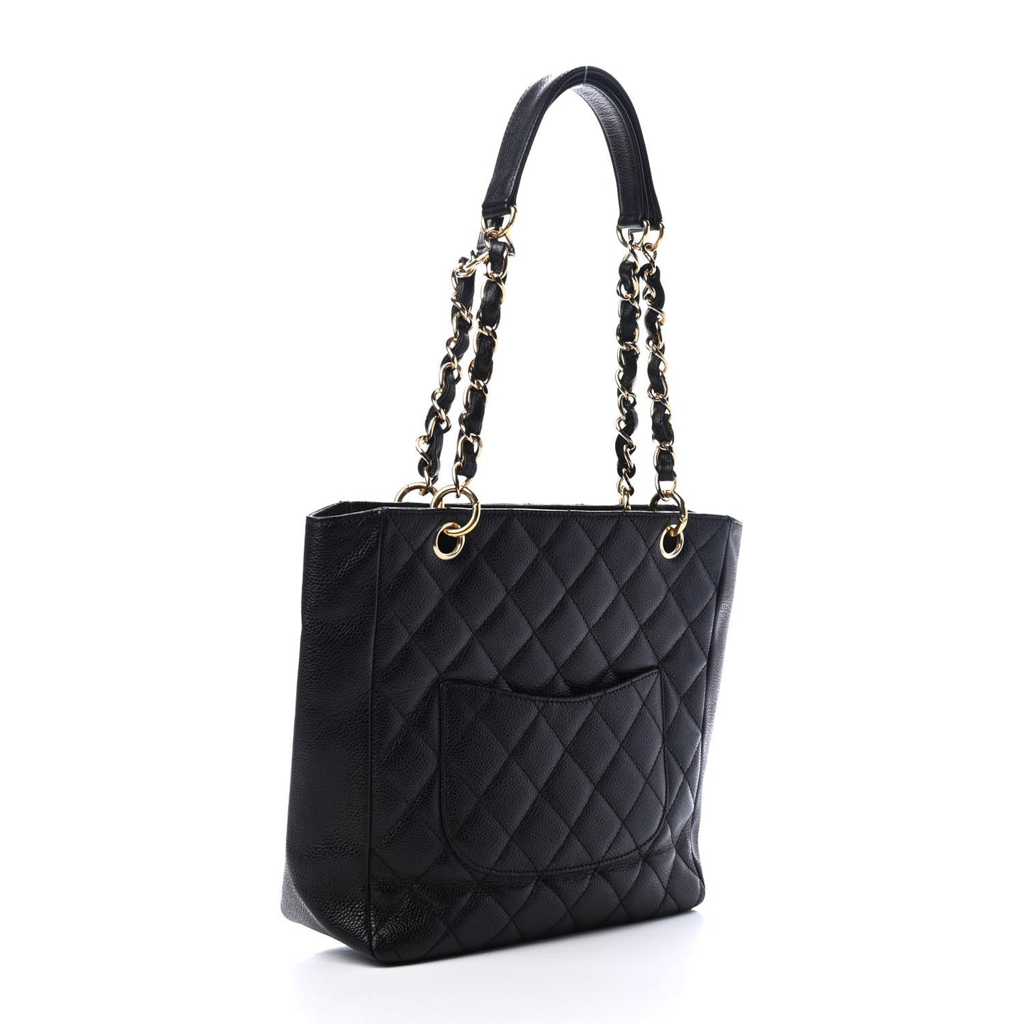 Caviar Quilted Petit Shopping Tote PST Black