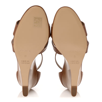 Hermes Calfskin Legend Wedge Sandals 39 Gold 6 of 10