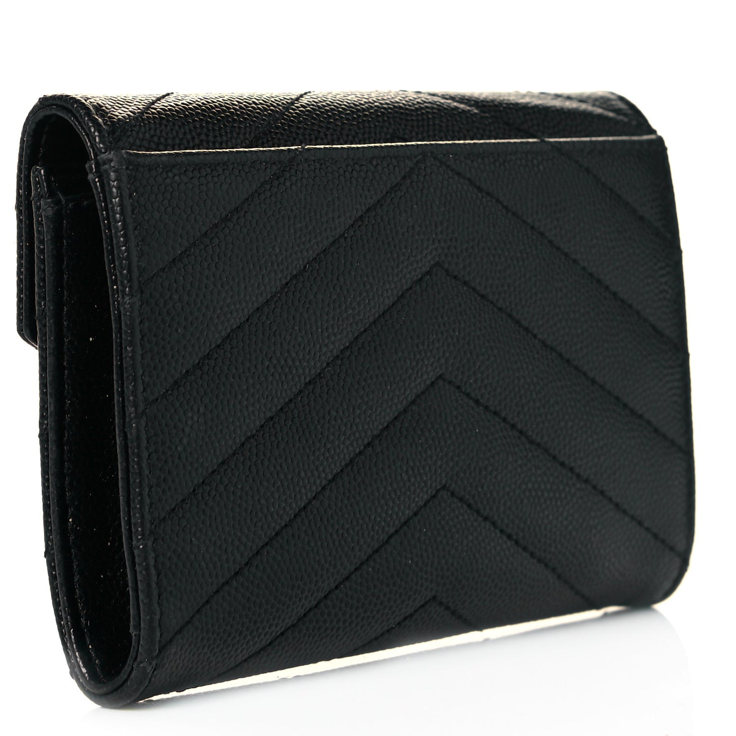 Grain De Poudre Matelasse Chevron Small Monochrome Monogram Envelope Wallet Black