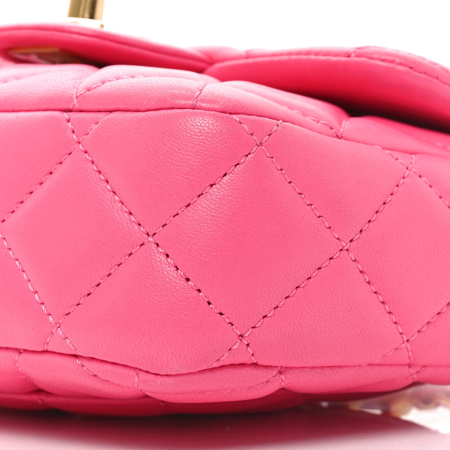 Lambskin Enamel Quilted Mini Coco Hearts Square Flap Pink