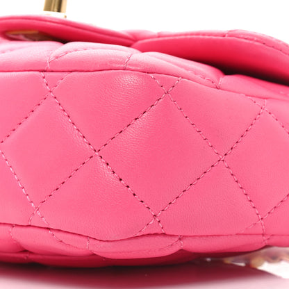 Chanel Lambskin Enamel Quilted Mini Coco Hearts Square Flap Pink 10 of 10