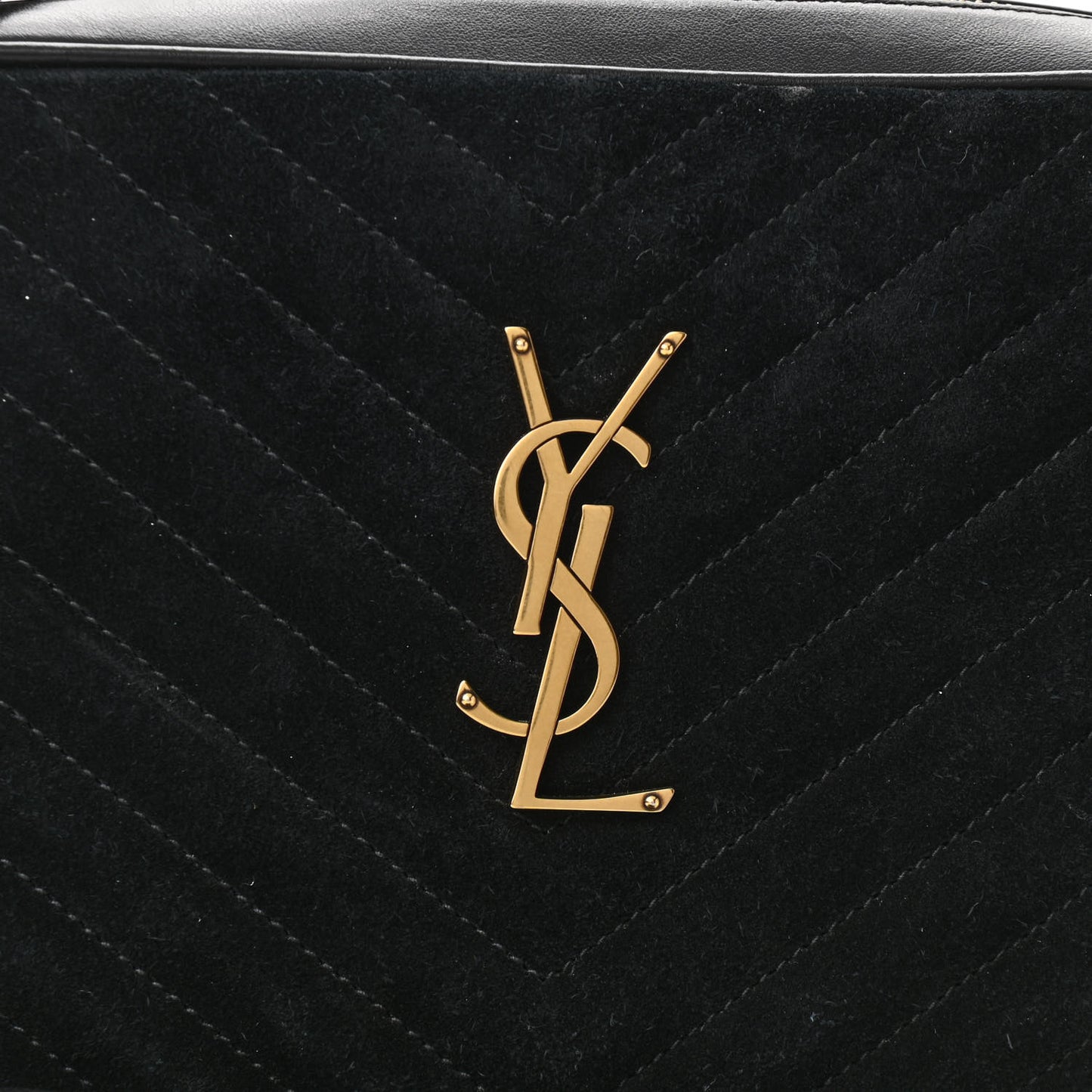 Suede Calfskin Monogram Lou Camera Bag Black