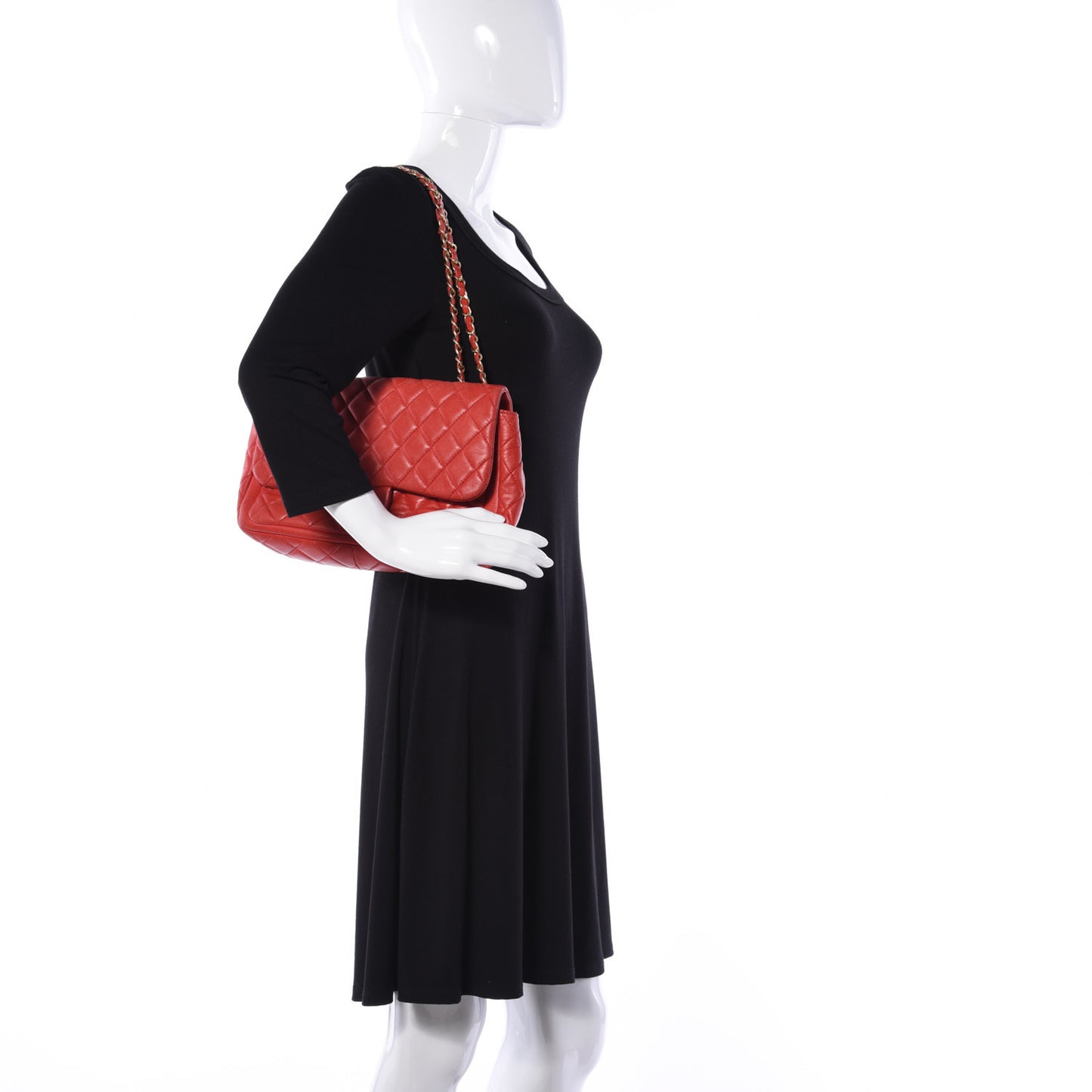 Lambskin Quilted Large Now and Forever Flap Red