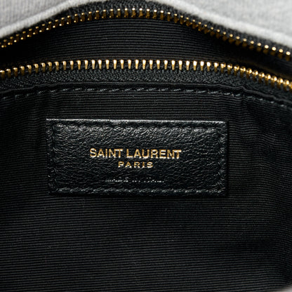 Saint Laurent Jersey Quilted Small Loulou Puffer Monogram Chain Satchel Grey Cloud 6 of 10