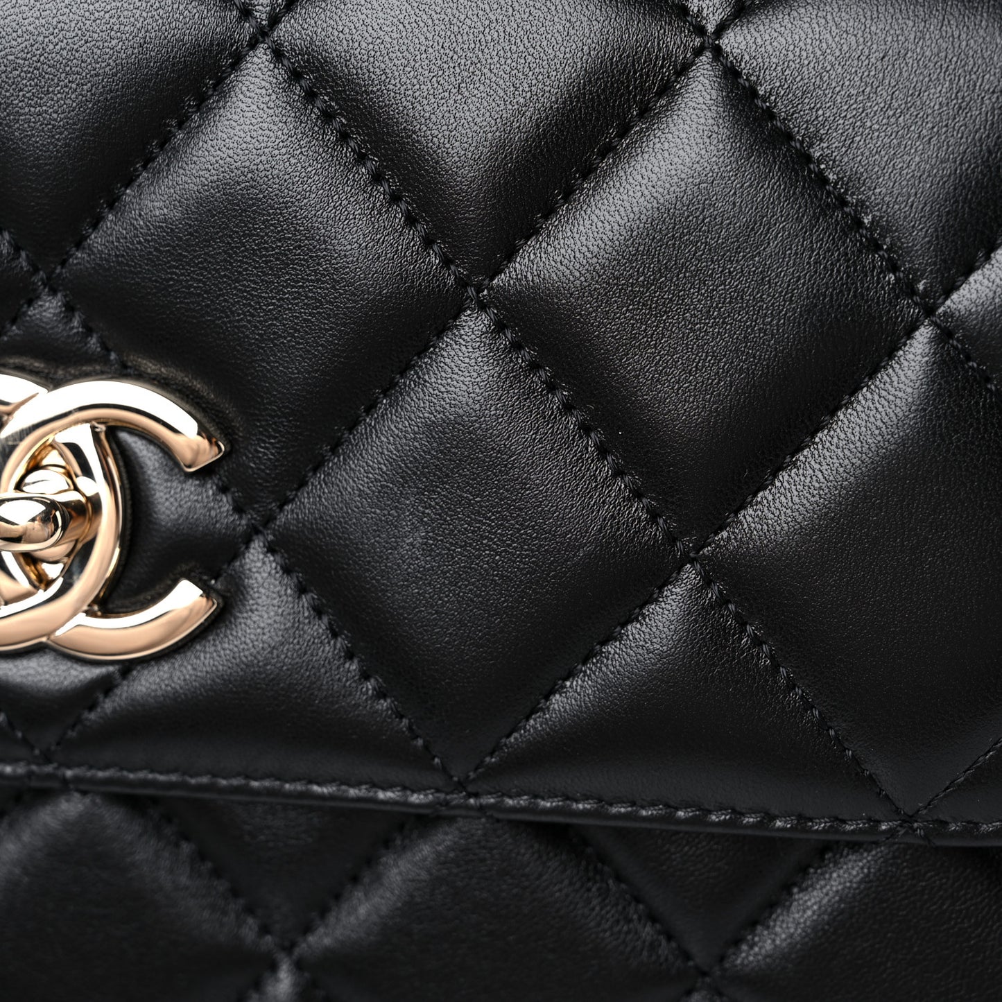 Lambskin Quilted Small Trendy CC Dual Handle Flap Bag Black
