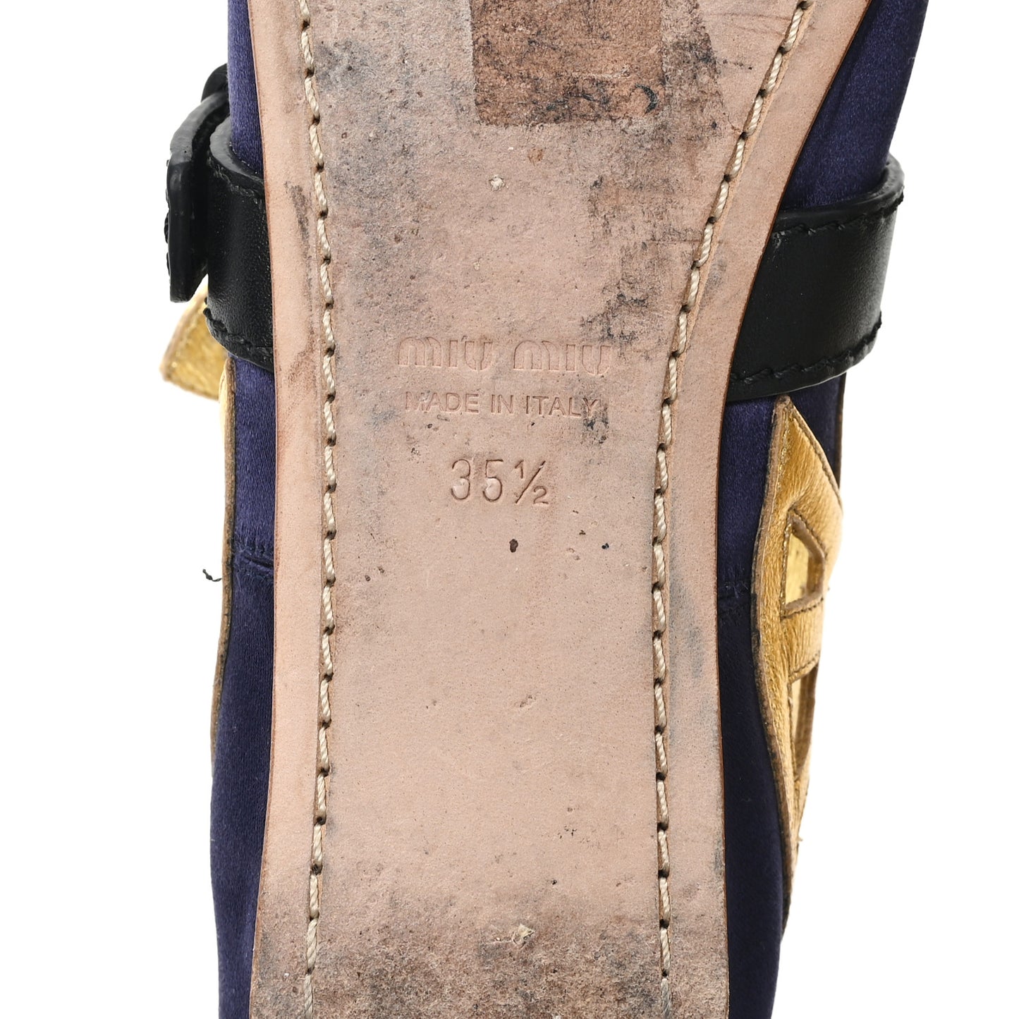 Nappa Silk Raso Ballerina Mules 35.5 Baltico Oro