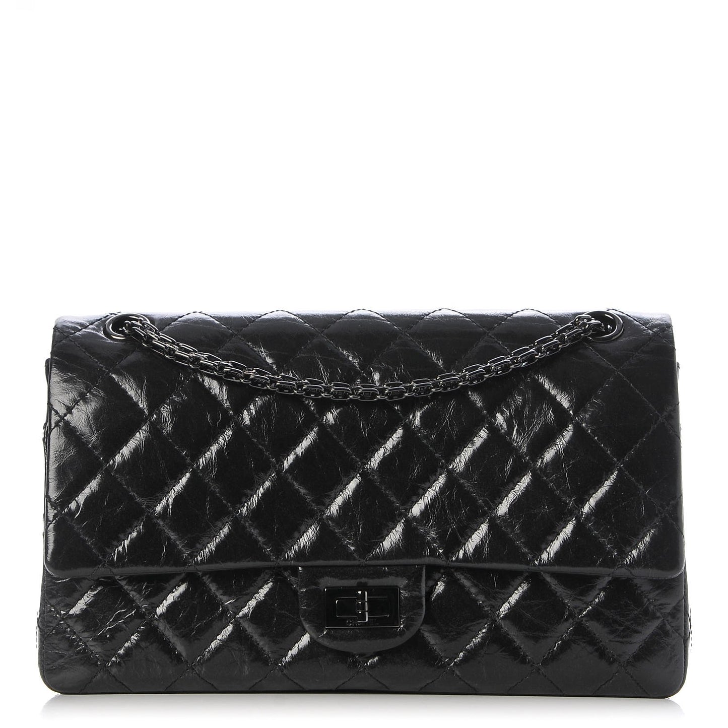 Glazed Calfskin Quilted 2.55 Reissue 226 Flap So Black