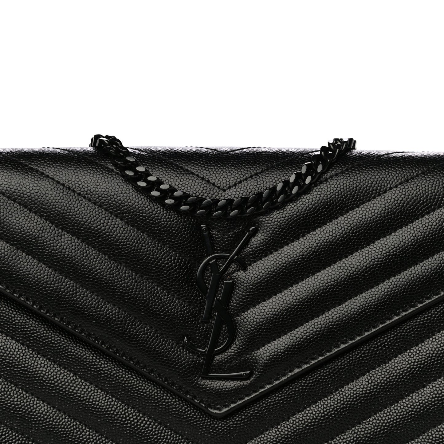 Grain De Poudre Matelasse Chevron Monogram Chain Wallet Black