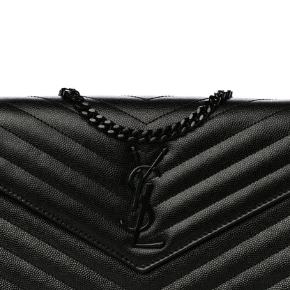 Saint Laurent Grain De Poudre Matelasse Chevron Monogram Chain Wallet Black 8 of 10