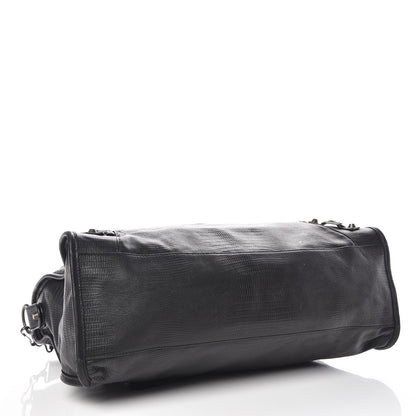Balenciaga Agneau Lizard Embossed Classic Hardware City Black 5 of 13
