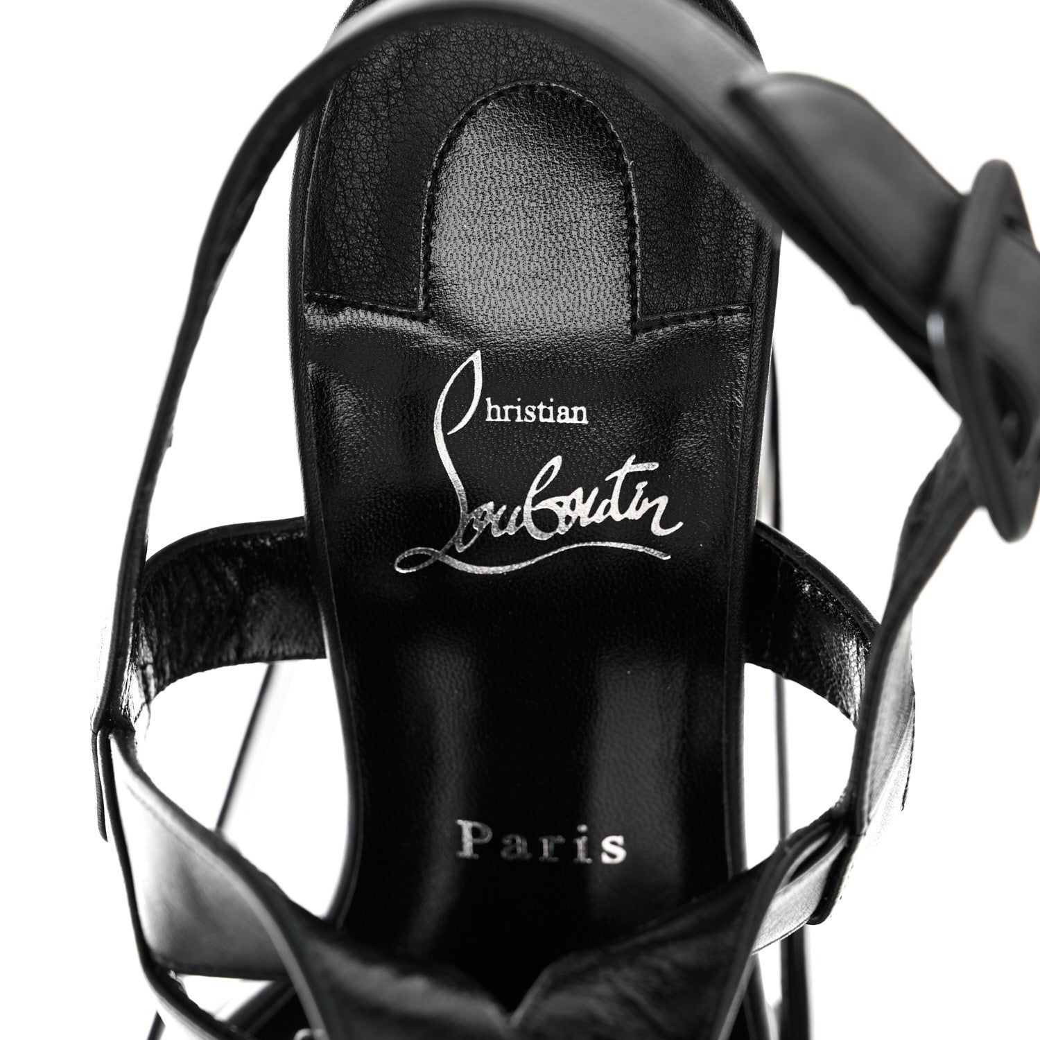 Christian Louboutin Calfskin Yazefatt Buckle Strap Platform Sandals 39.5 Black 6 of 8