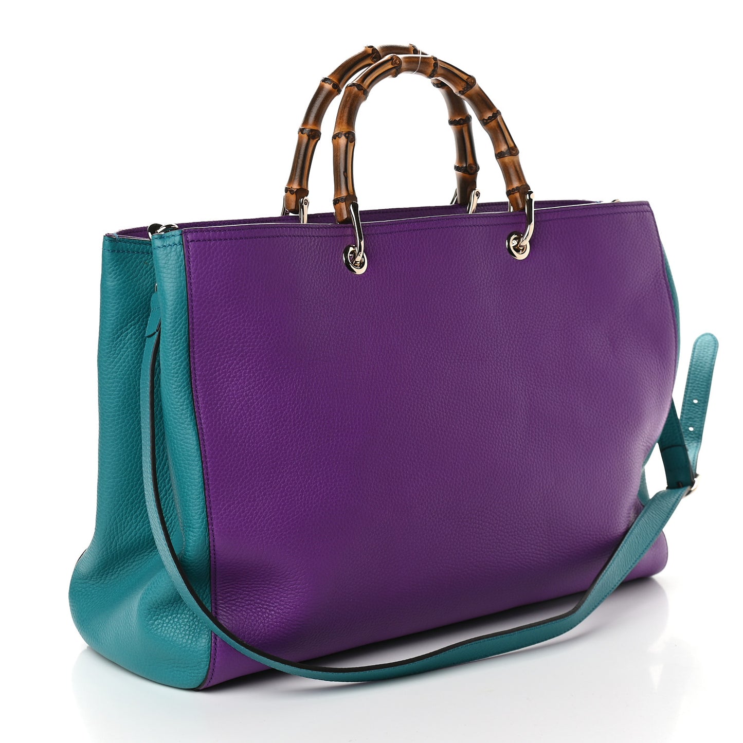 Pebbled Calfskin Large Bamboo Shopper Tote Violet Parma