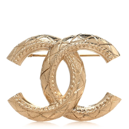 Chanel Metal CC Quilted Brooch Light Gold 1 of 4