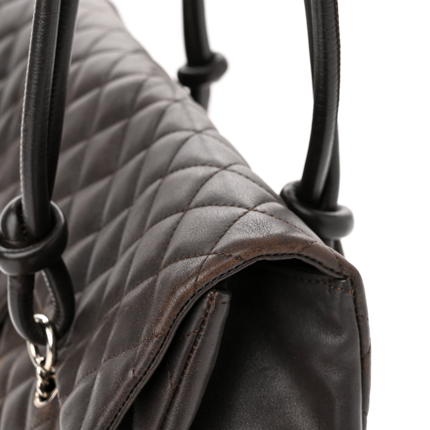 Chanel Calfskin Quilted Large Cambon Flap Brown Beige 16 of 17