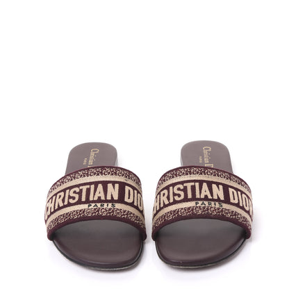 Christian Dior Canvas Embroidered Dway Flat Slide Sandals 38.5 Deep Amaranth 2 of 9