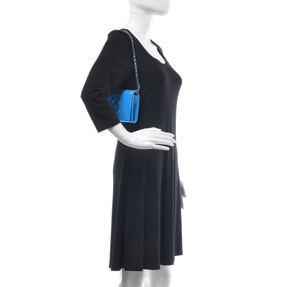 Chanel Patent Calfskin Quilted Boy Wallet On Removable Chain WOC Blue 2 of 8
