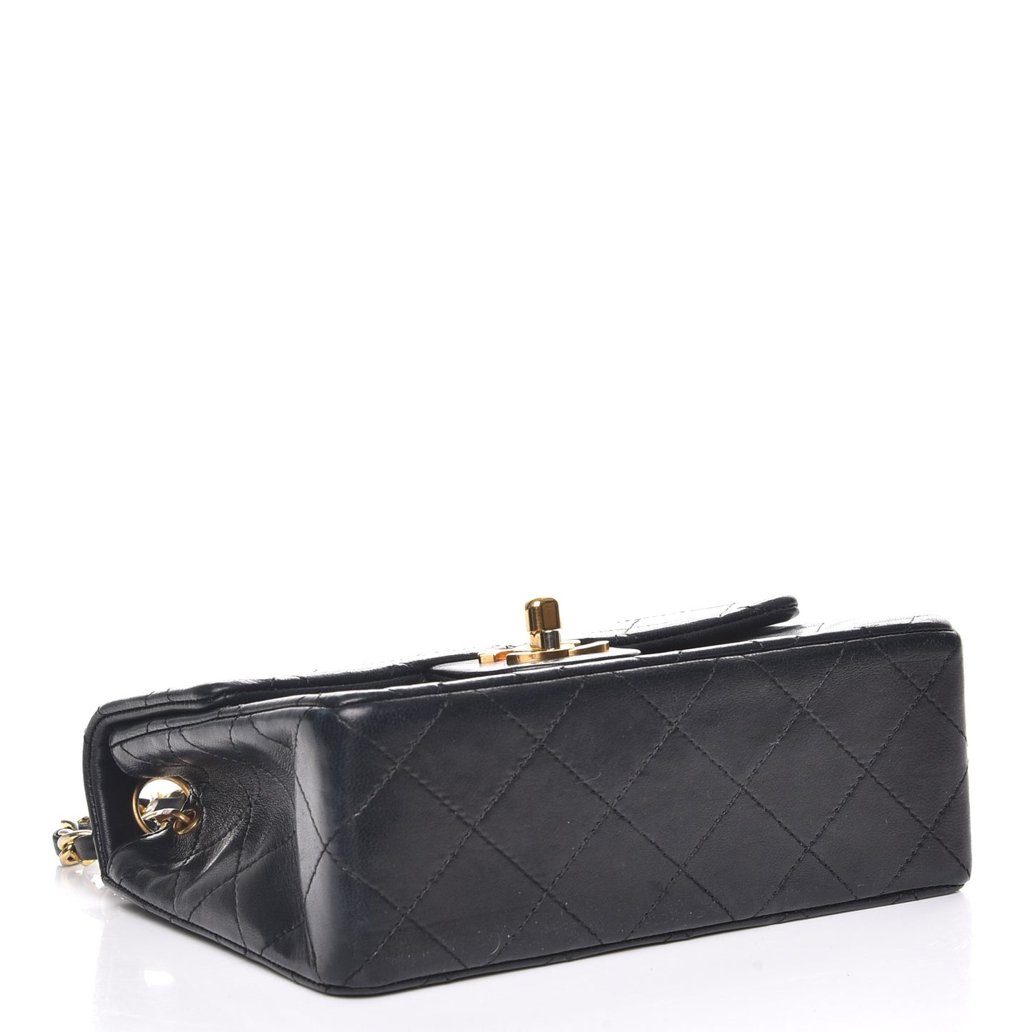 Lambskin Quilted Mini Square Flap Black