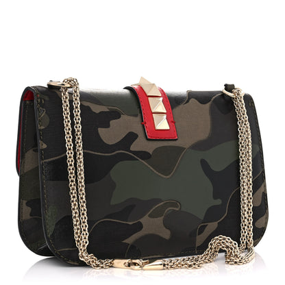 Valentino Garavani Nappa Canvas Camouflage Medium Glam Lock Rockstud Flap Verde 3 of 16
