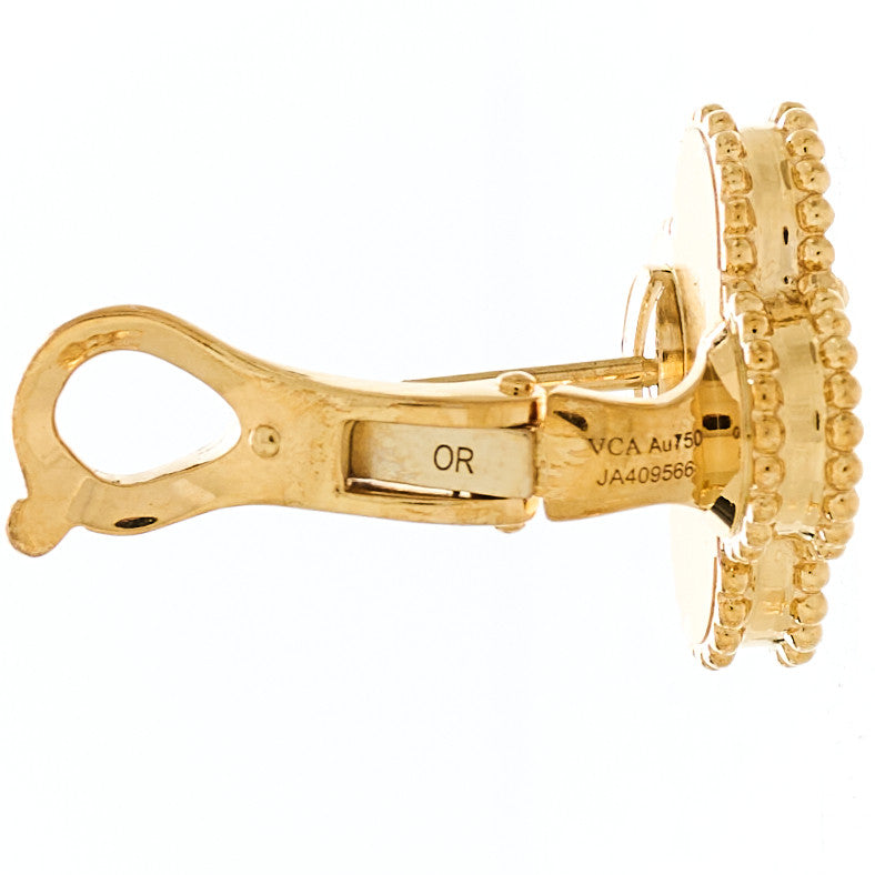 Van Cleef & Arpels 18K Yellow Gold Guilloche Vintage Alhambra Earrings 4 of 5