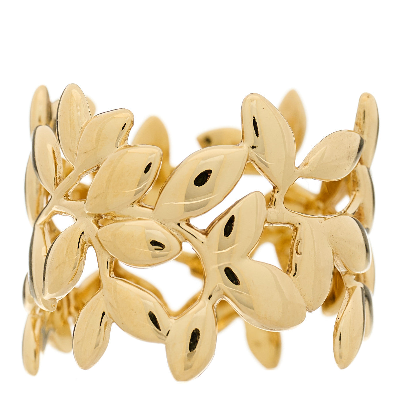 Tiffany 18K Yellow Gold Paloma Picasso Olive Leaf Wide Ring 54 6.75 3 of 4