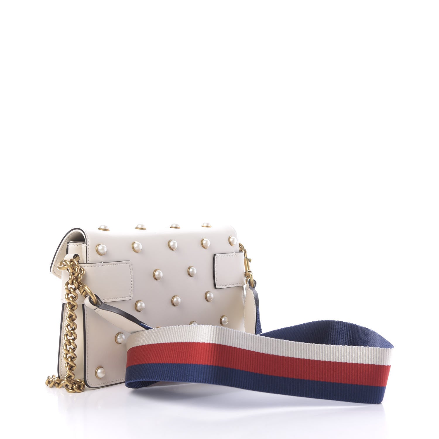 Gucci Nappa Pearl Studded Mini Queen Margaret Broadway Shoulder Bag Mystic White 3 of 11