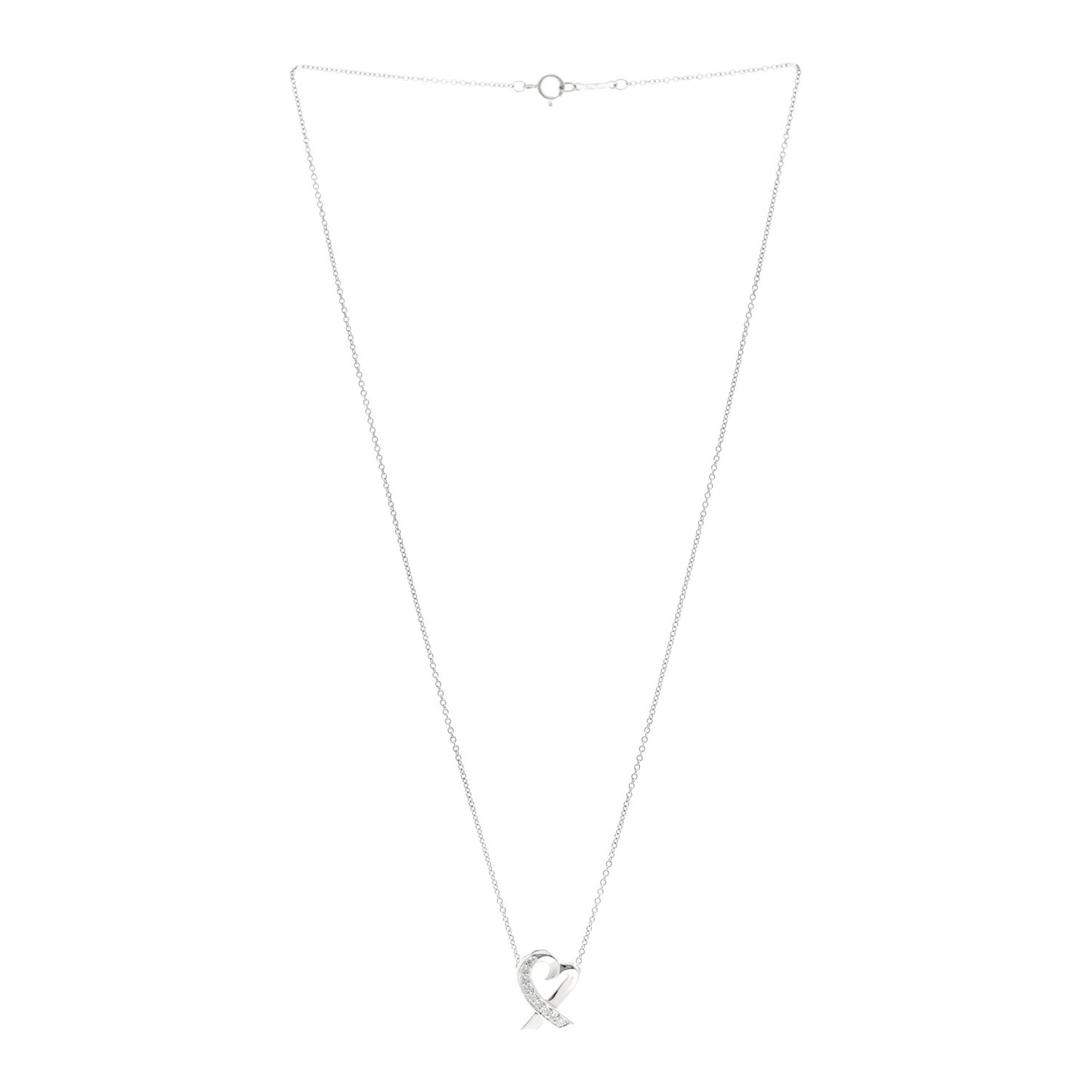 18k White Gold Diamond Small Paloma Picasso Loving Heart Necklace
