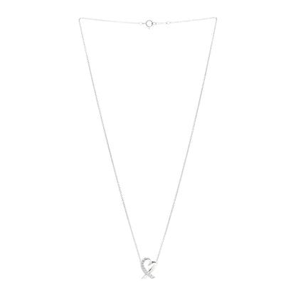 Tiffany 18k White Gold Diamond Small Paloma Picasso Loving Heart Necklace 3 of 6