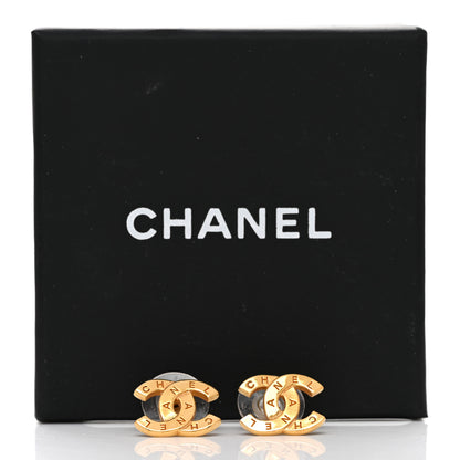 Chanel Metal CC Paris Button Stud Earrings Gold 5 of 5
