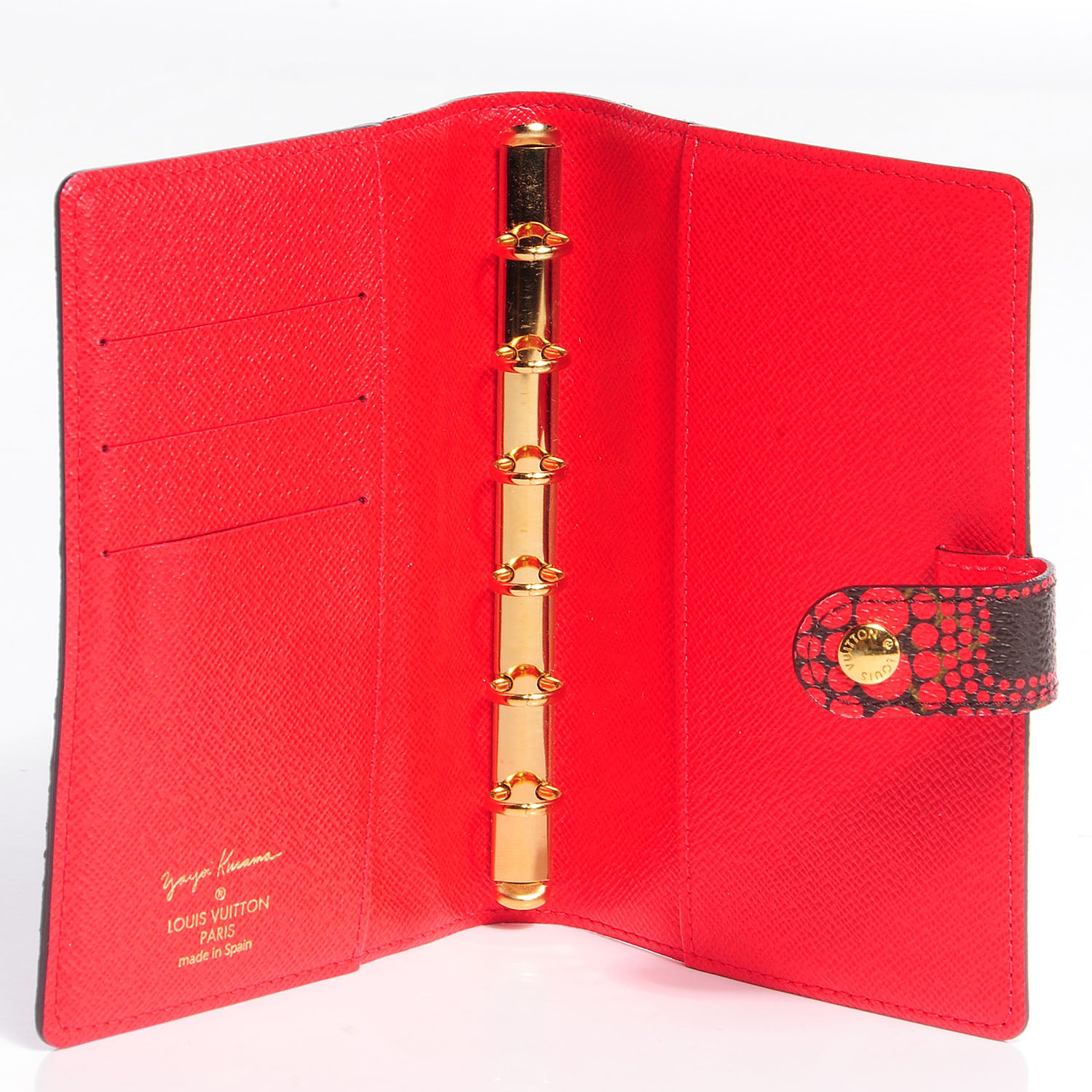Louis Vuitton Monogram Kusama Town Small Ring Agenda Cover Red 6 of 8