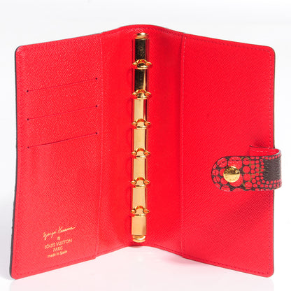 Louis Vuitton Monogram Kusama Town Small Ring Agenda Cover Red 6 of 8