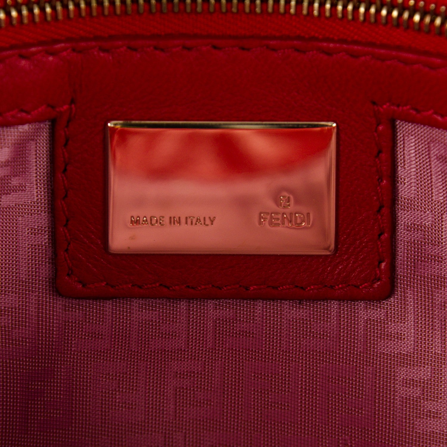 Fendi Nappa Logo Embossed Baguette Red 7 of 7