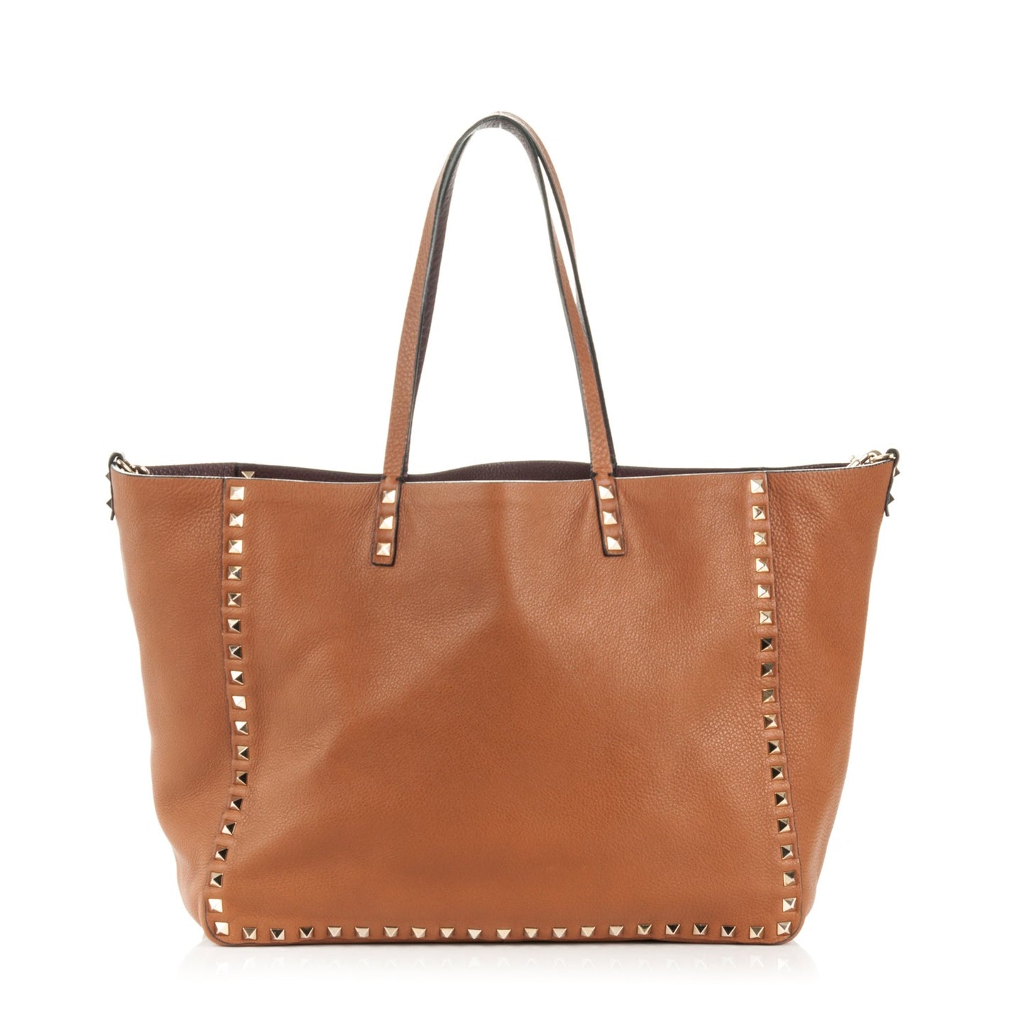 Grained Calfskin Medium Rockstud Reversible Tote Light Cuir Rubin