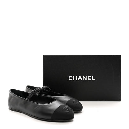 Chanel Lambskin Grosgrain Cap Toe CC Ballerina Flats With Leg Warmers 36 Black 2 of 17