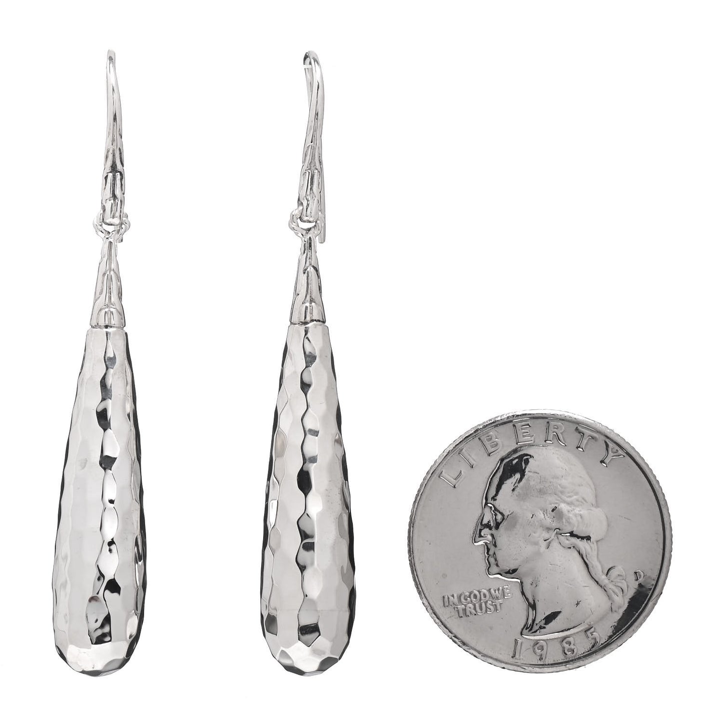 Sterling Silver Classic Chain Hammered Drop Earrings
