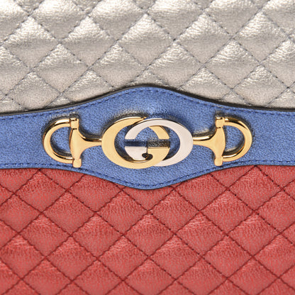Gucci Laminated Nappa Trapuntata Small Zumi Shoulder Bag Rosso Marine Argento 8 of 10