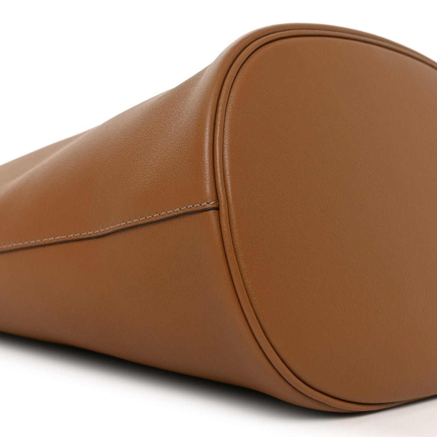 Calfskin Buckle Bucket Bag With Belt Caramel