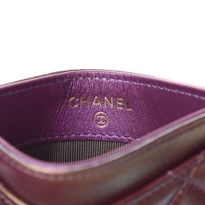 Chanel Iridescent Lambskin Quilted Card Holder Purple 6 of 9