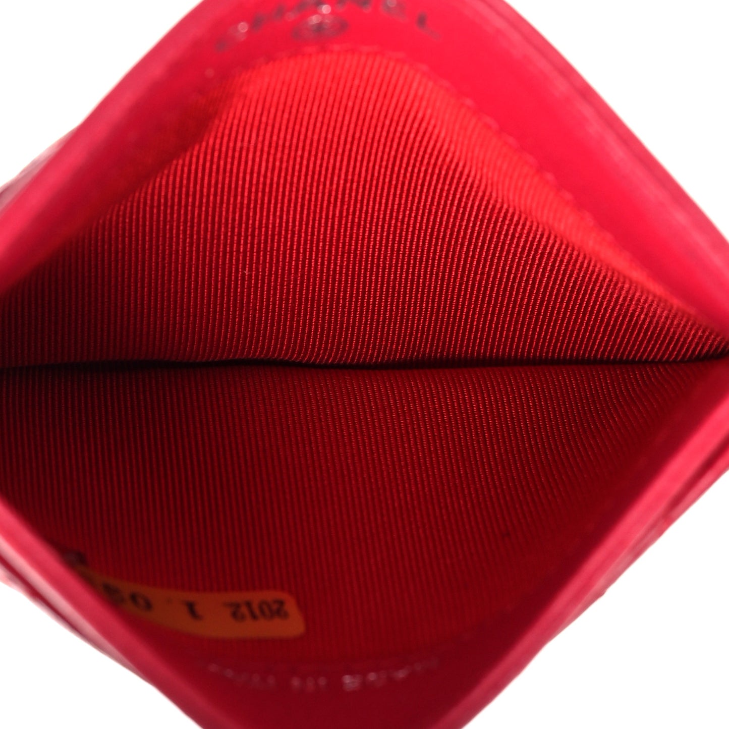 Lambskin Quilted Card Holder Red