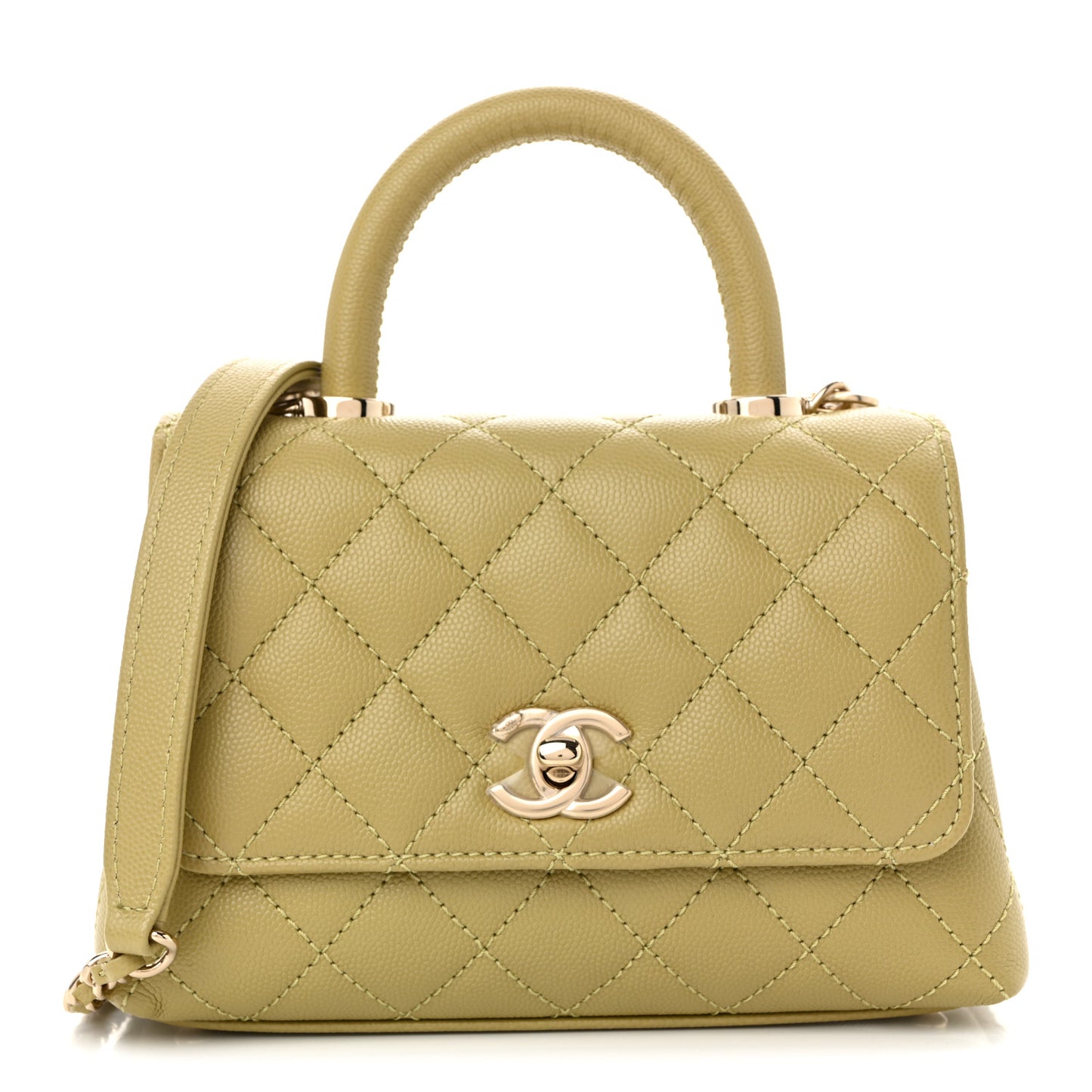 Caviar Quilted Extra Mini Coco Handle Flap Light Green