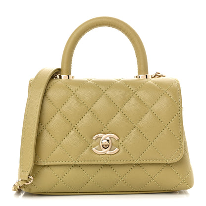 Chanel Caviar Quilted Extra Mini Coco Handle Flap Light Green 1 of 11
