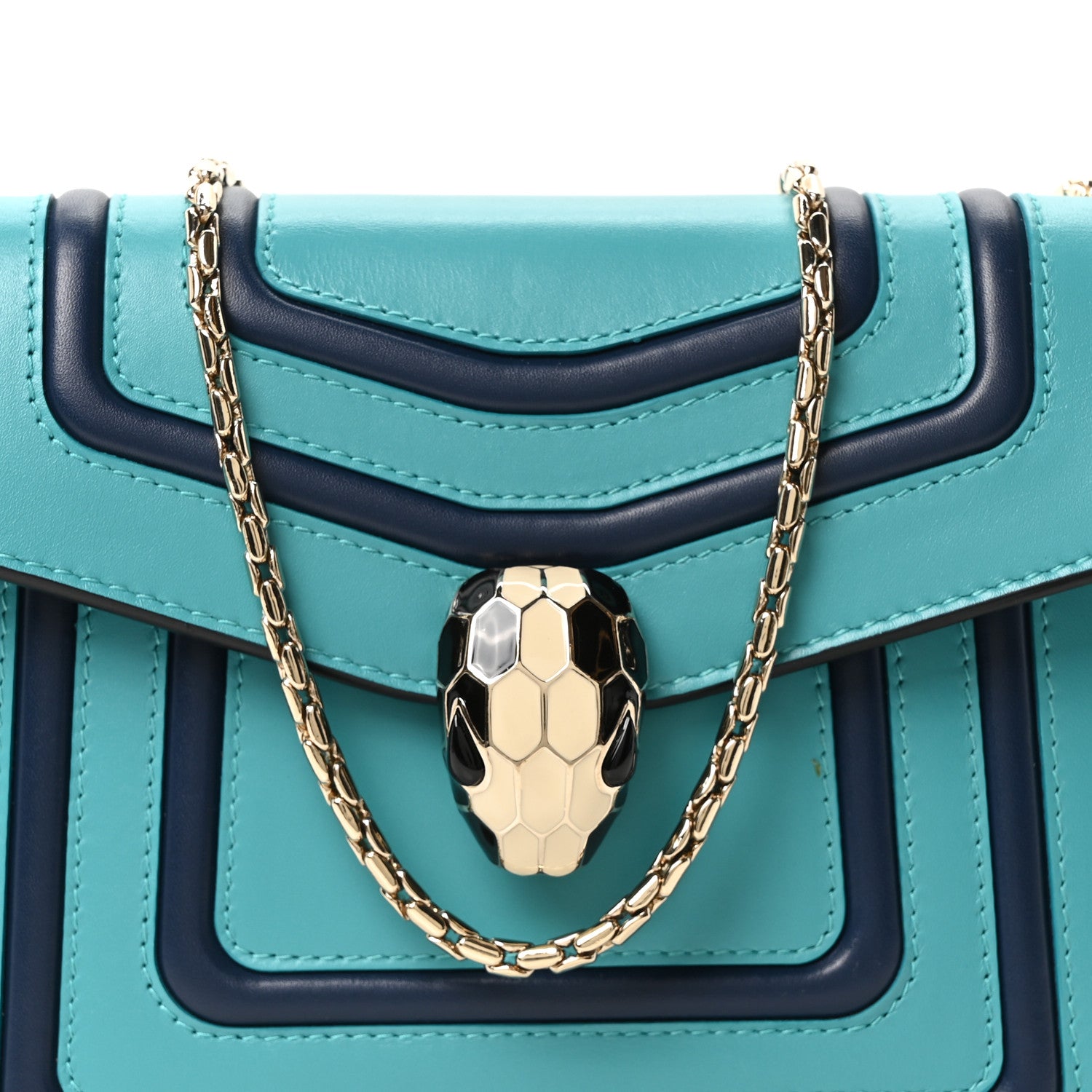 Bulgari Calfskin Serpenti Forever Snake Strap Crossbody Bag Aquarelle Turquoise 7 of 10