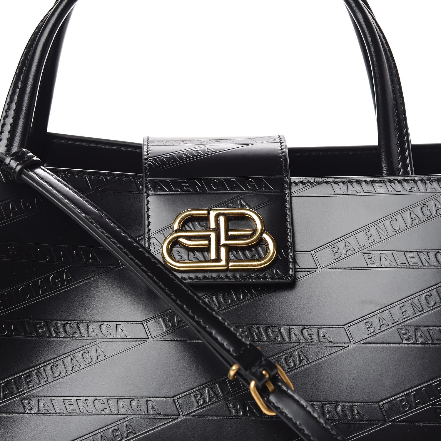 Balenciaga Calfskin Losange Monogram Embossed Medium Sharp Tote Black 10 of 10
