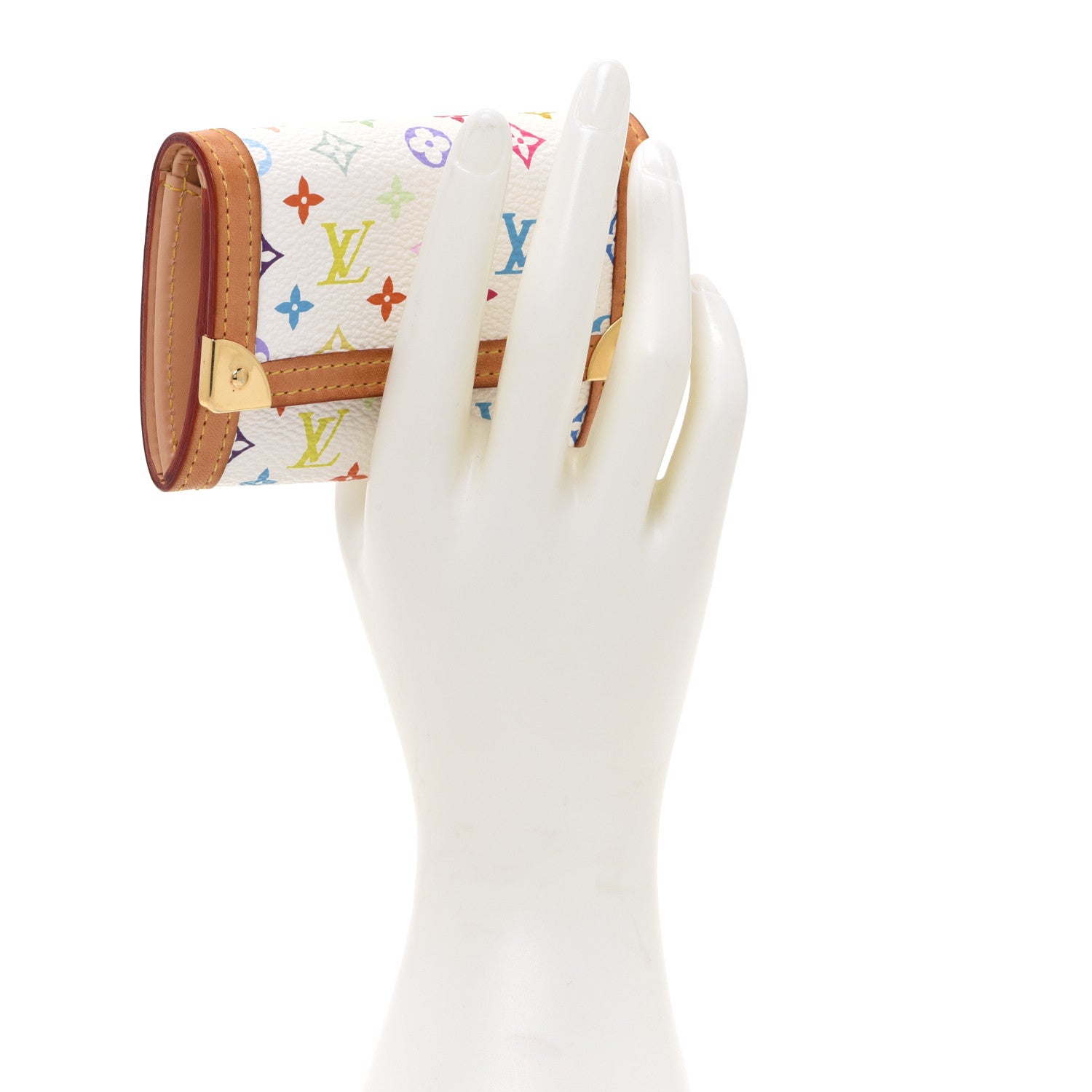 Louis Vuitton Monogram Multicolor Porte-Monnaie Plat Coin Purse White 2 of 7