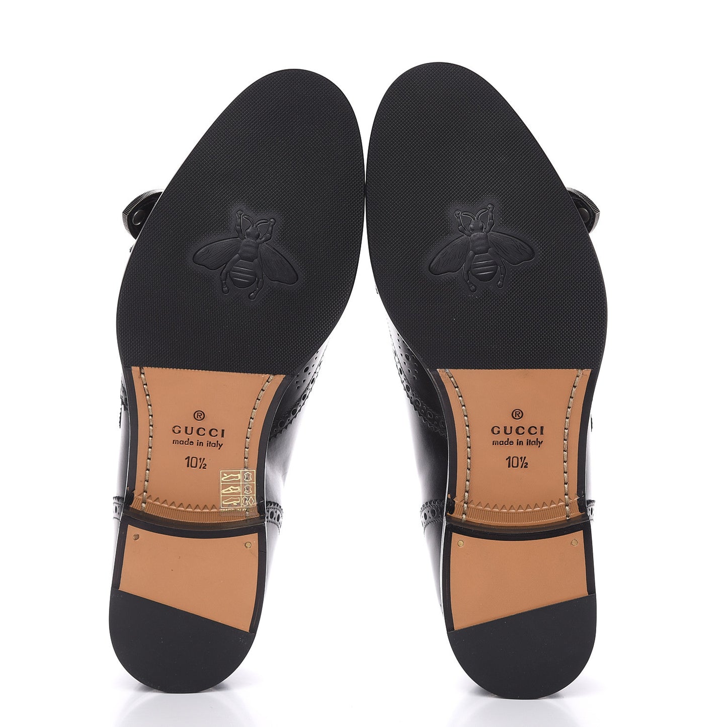 Calfskin Bee Embroidered Mens Queercore Brogue Wingtip Monk Strap Loafers 10.5 Black
