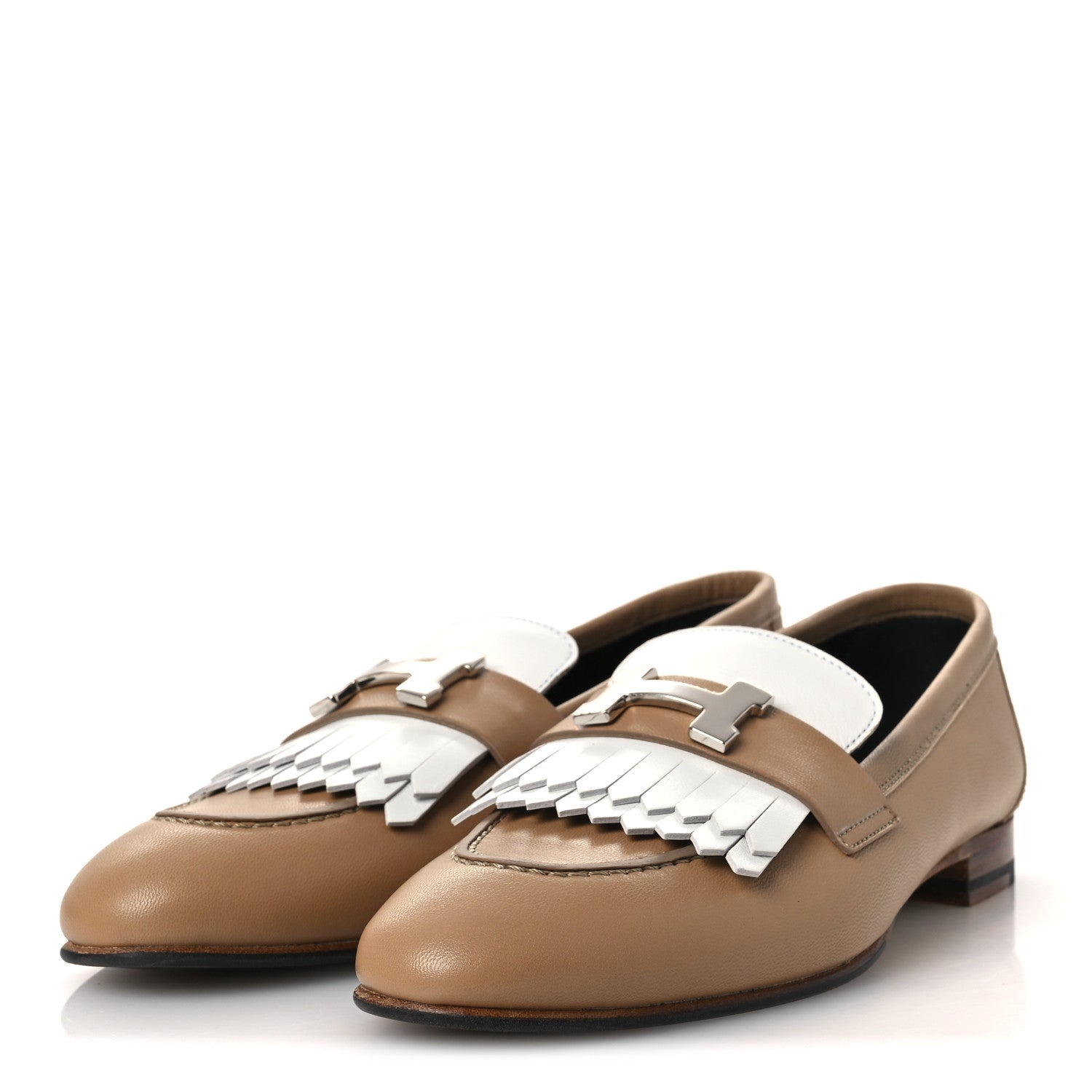 Hermes Goatskin Womens Royal Loafers 37 Beige Argile White 4 of 12