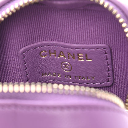Chanel Lambskin Quilted CC In Love Heart Zipped Arm Coin Purse Purple 6 of 8