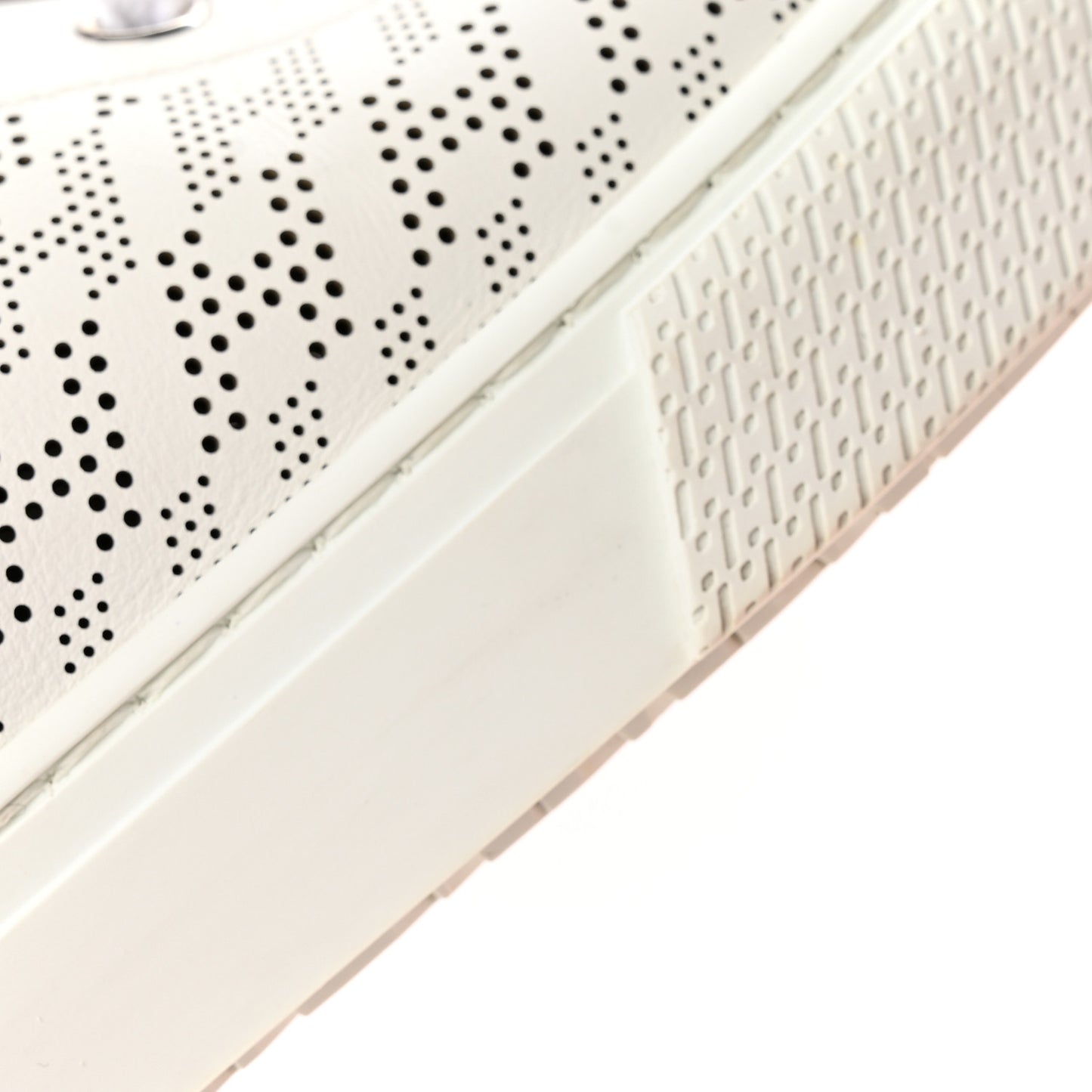 Perforated Calfskin Mens Clap High Top Sneakers 40 White